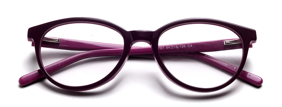 YourSpex Purple Black Oval Acetate Glasses Frame for Kids