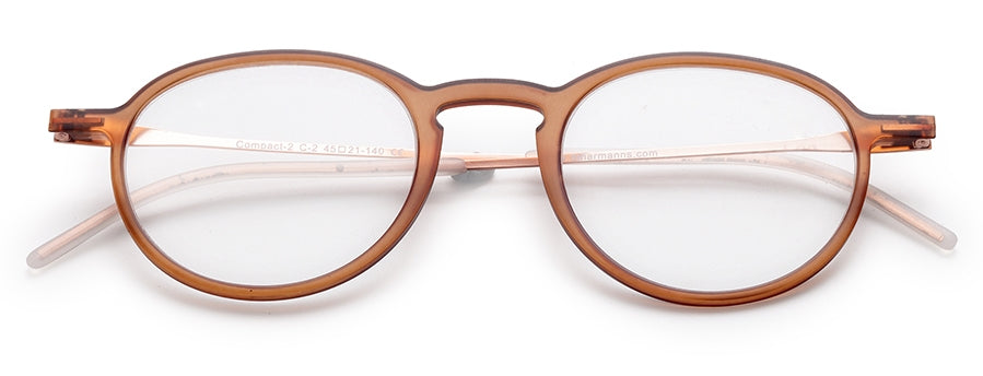 Brown Oval Full Rim Metal Frame - Reading Eyeglasses