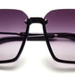 Black Square Half Rim Acetate Frame with Gradient Black UV Sunglass