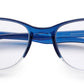 Blue Rectangle Half Rim Acetate Frame - Reading Eyeglasses