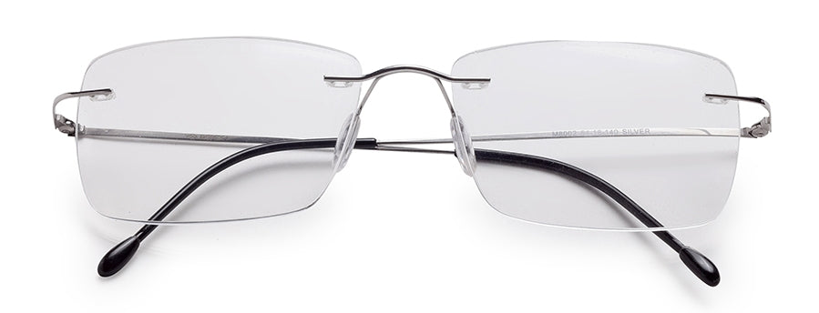 Silver Rectangle Rimless Titanium Unisex Frame