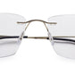 Gold Rectangle Rimless Titanium Frame for Unisex