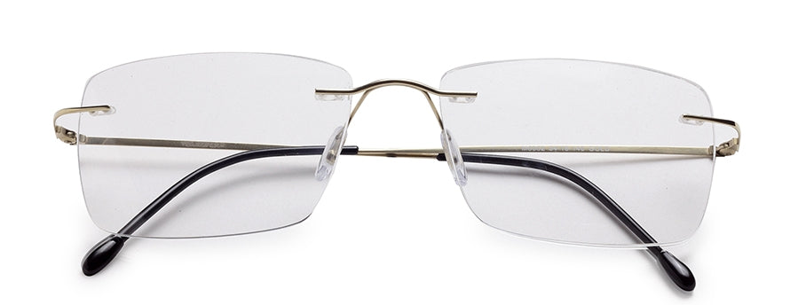 Gold Rectangle Rimless Titanium Frame for Unisex