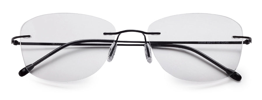 Black Oval Rimless Titanium Reading Glasses Frame for Unisex