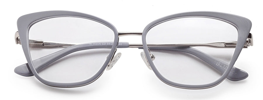 Grey Cateyes Full Rim Acetate & Metal Women Eyeglasses Frame