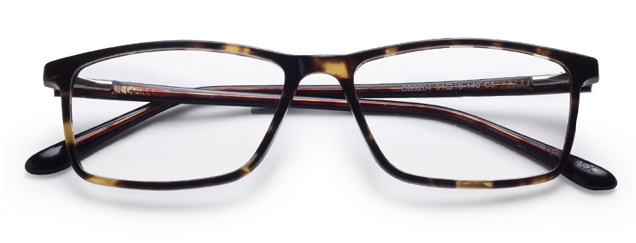 Brown Tort. Rectangle Full Rim Acetate Eyeglass Frame for Men