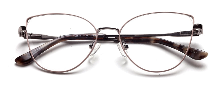 Grey Cateyes Full Rim Metal Women Eyeglasses Frame