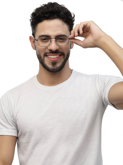 Zenith Titanium Black Square Unisex Specs Frame with Round Edges