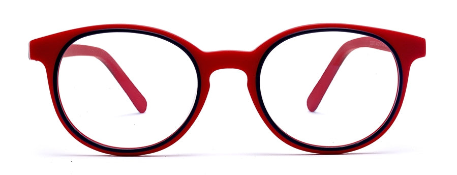 Red Oval Full Rim Acetate Frame for Kids