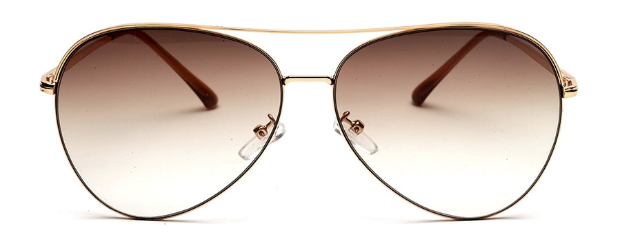 Golden Aviator Full Rim Metal Frame with Gradient Brown UV Sun Lens