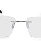 Silver Rectangle Rimless Titanium Unisex Frame