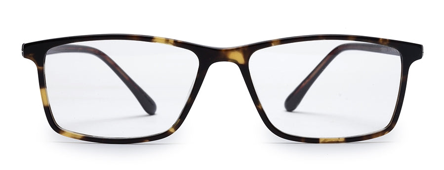 Brown Tort. Rectangle Full Rim Acetate Eyeglass Frame for Men