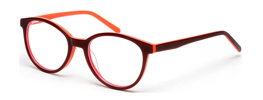 Light Brown Orange Oval Full Rim Acetate Frame for Kids