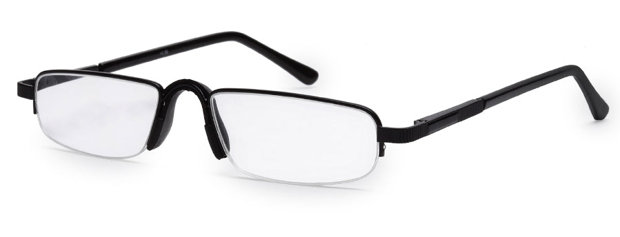 Black Oval Half Rim Metal Frame - Reading Eyeglasses