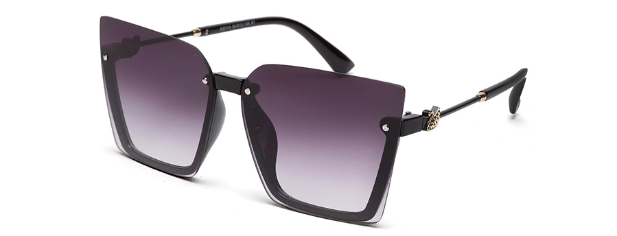 Black Square Half Rim Acetate Frame with Gradient Black UV Sunglass