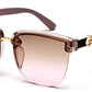 Brown Clubmaster Half Rim with Gradient Brown UV Sunglasses for Women