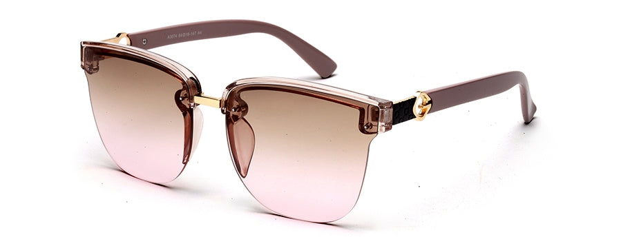 Brown Clubmaster Half Rim with Gradient Brown UV Sunglasses for Women