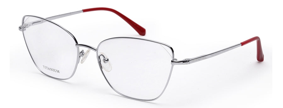 Silver Cateyes Full Rim Titanium Frame for Women