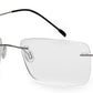 Silver Rectangle Rimless Titanium Unisex Frame