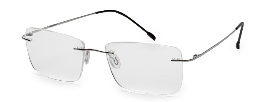 Silver Rectangle Rimless Titanium Unisex Frame