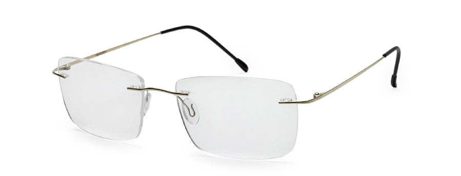 Gold Rectangle Rimless Titanium Frame for Unisex