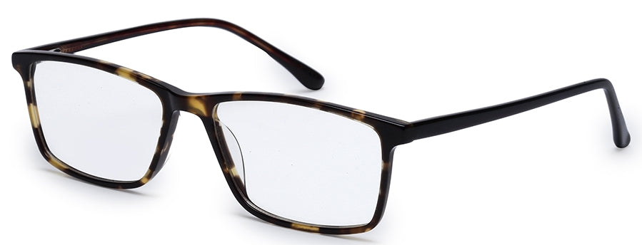 Brown Tort. Rectangle Full Rim Acetate Eyeglass Frame for Men