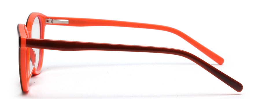 Light Brown Orange Oval Full Rim Acetate Frame for Kids