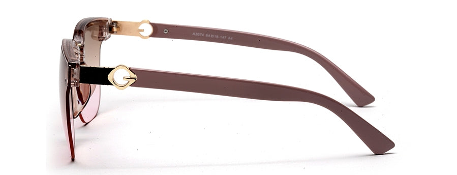 Brown Clubmaster Half Rim with Gradient Brown UV Sunglasses for Women