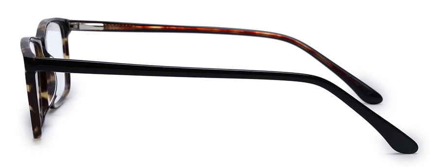 Brown Tort. Rectangle Full Rim Acetate Eyeglass Frame for Men