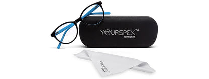 Blue Black Oval Full Acetate Glass Frames for Kids