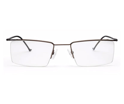 Copper Brown Rectangular Half - Rim Metal Glasses Frames for Men