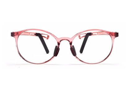 Transparent Light Pink Oval Full Rim TR-90 Eyeglasses Frame for Kids