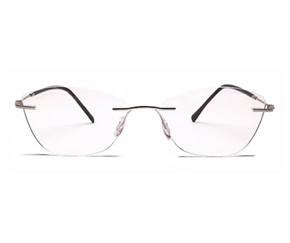 Silver Cateyes Rimless Metal Frame for Women