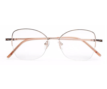 Rose Gold Cateyes Half Rim Metal Frame for Women