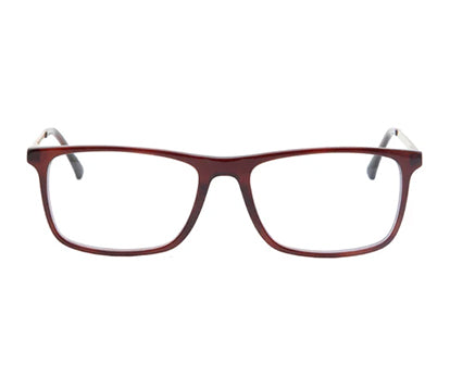 Brown Rectangular Acetate Spectacles Frames for Men with Gold Metal Temple