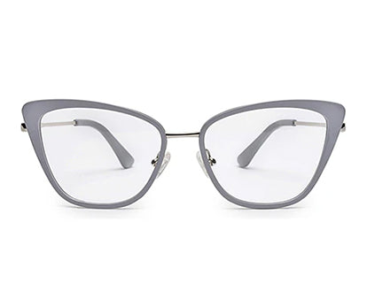 Grey Cateyes Full Rim Acetate & Metal Women Eyeglasses Frame