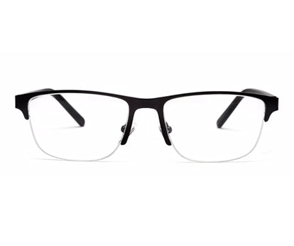 Half Rim Rectangle Thin Gloss Black Frame Glasses for Men