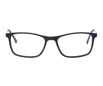 Black Rectangle Acetate Frame with Gunmetal Metal Temple