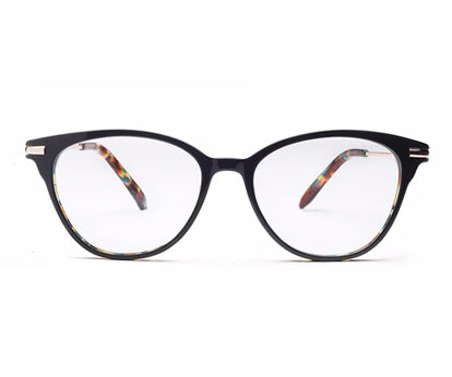 Brown/Multi Tort Cateyes Full Rim Acetate Metal Eyeglass Frame for Women