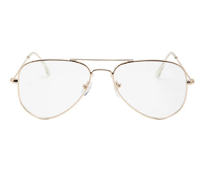 Golden Aviator Style full Rim Metal Eyeglass Frame for Men & Women