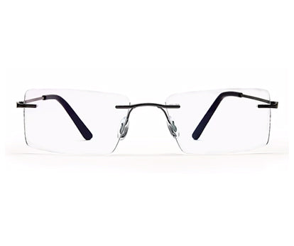 Gun Metal Rectangular Rimless Glasses Frames for Unisex