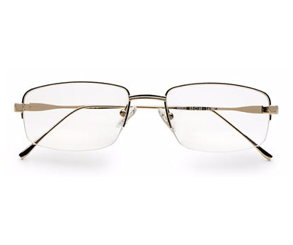 Gold Half Rim Rectangle Unisex Sleek Spectacles