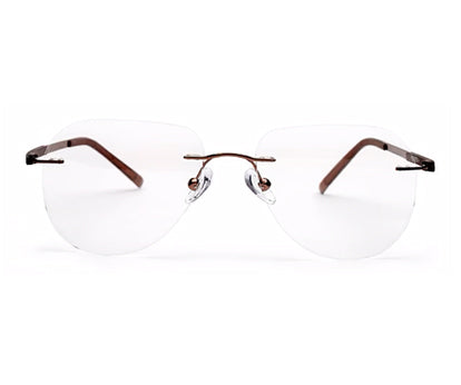 Brown Copper Aviator Rimless Metal Frame for Men & Women