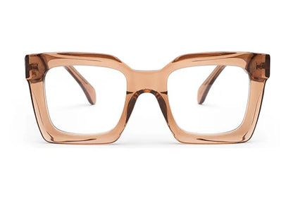 Thick Light Brown Square Full Rim Acetate Frame for Men & Women