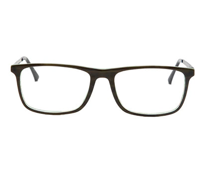 Brown Rectangular Acetate Mens Clear Frame Glasses with Metal Temple