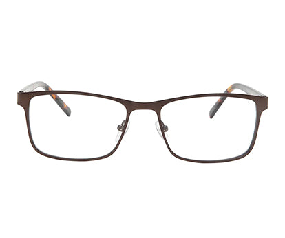 Brown Full Rim Rectangle Metal Frame Glasses for Men