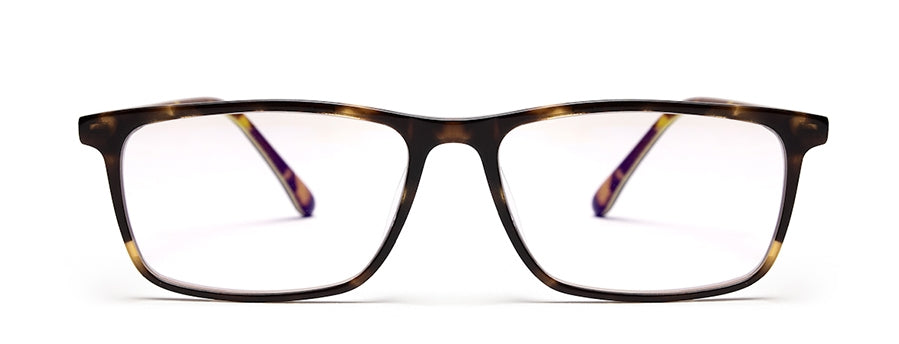 Brown Tortoise Rectangular Acetate Eyeglass Frame for Men