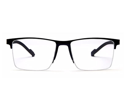 Black Blue Squared Half Rim Metal Unisex Glasses Frame