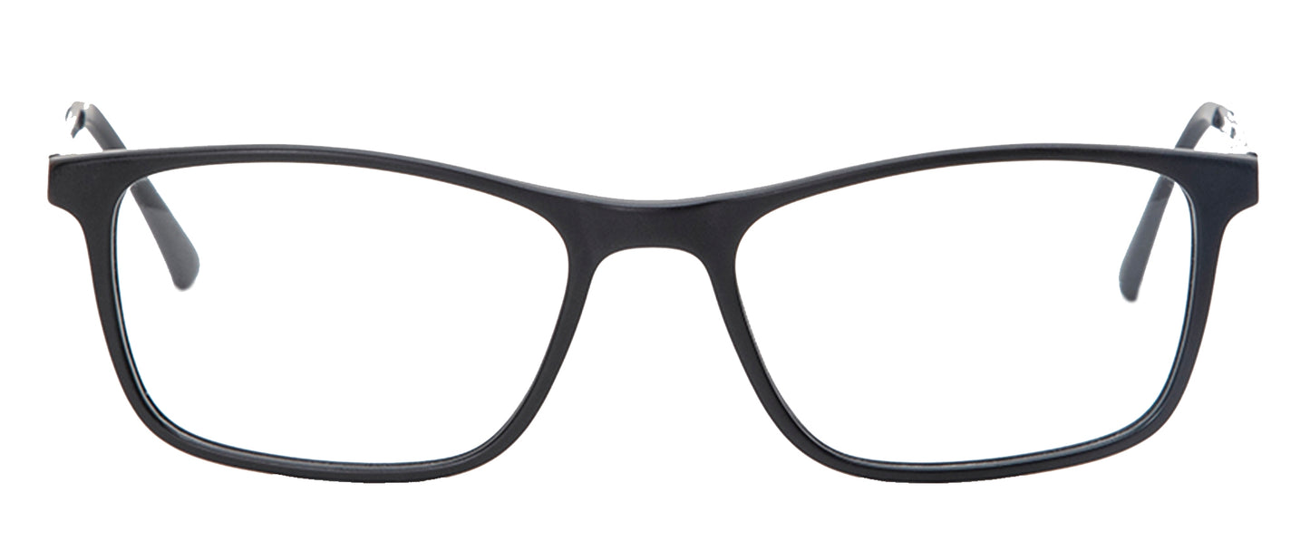 Black Rectangle Acetate Frame with Gunmetal Metal Temple