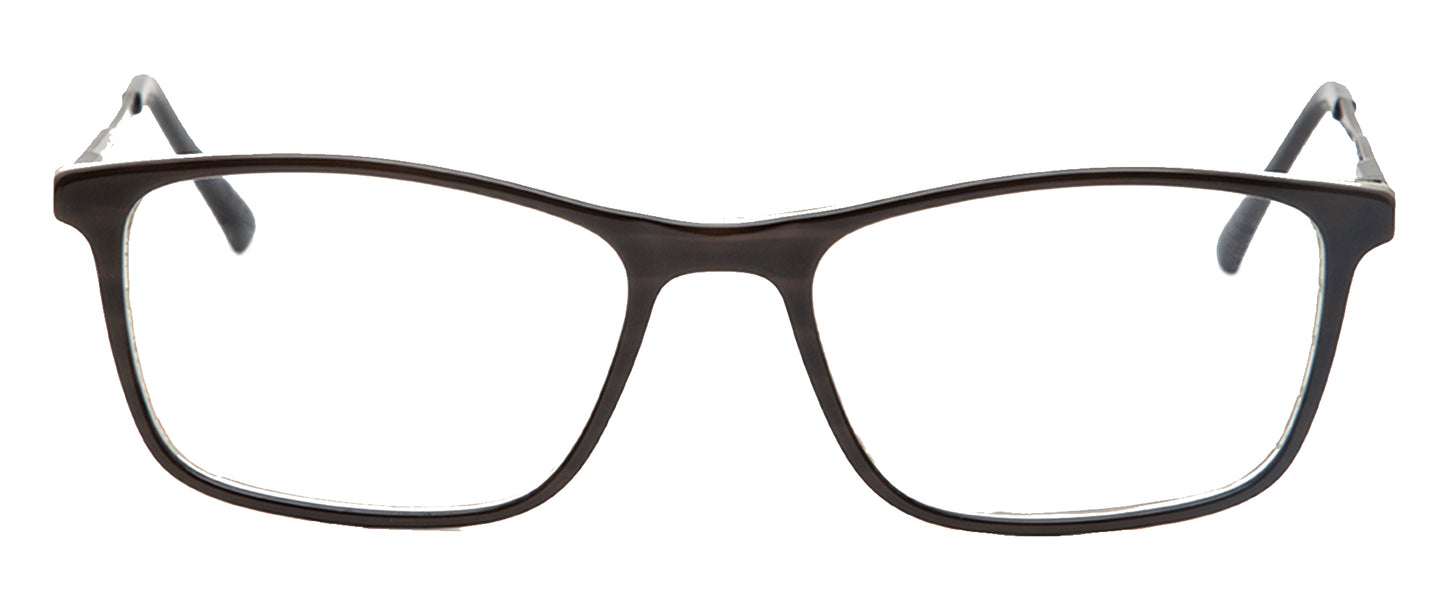 Brown Rectangular Acetate Specs Frame for Men with Metal Temple